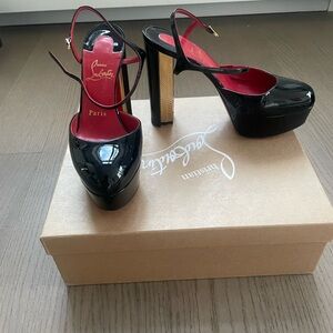 Christian Louboutin Black and Gold Platform Heels